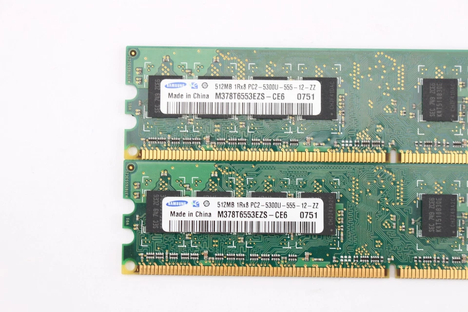 (2) Samsung 512MB PC2-5300U DDR2 RAM Lot 2 Desktop Memory M378T6553EZS 1Rx8 CL5 - Image 2 of 4