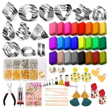 Polymer Clay Earring Making Kit 640pcs, Jewelry Tools, Cutters, Clay, Glue, I...