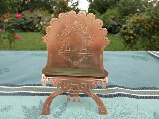 Ancien Porte-courrier Porte-serviettes Original en bronze XIXe siècle - Photo 3/4