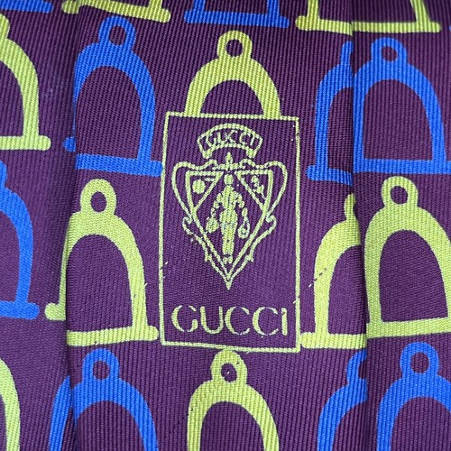 £180 GUCCI HERRENKRAWATTE ROT STEIGBÜGELMUSTER MUSTER LUXUS HERGESTELLT IN ITALIEN Y6 - Bild 9 von 14