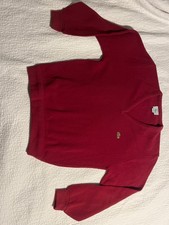 Izod Lacoste Vtg V-Neck Red Knit Sweater Made In The USA Men’s Large