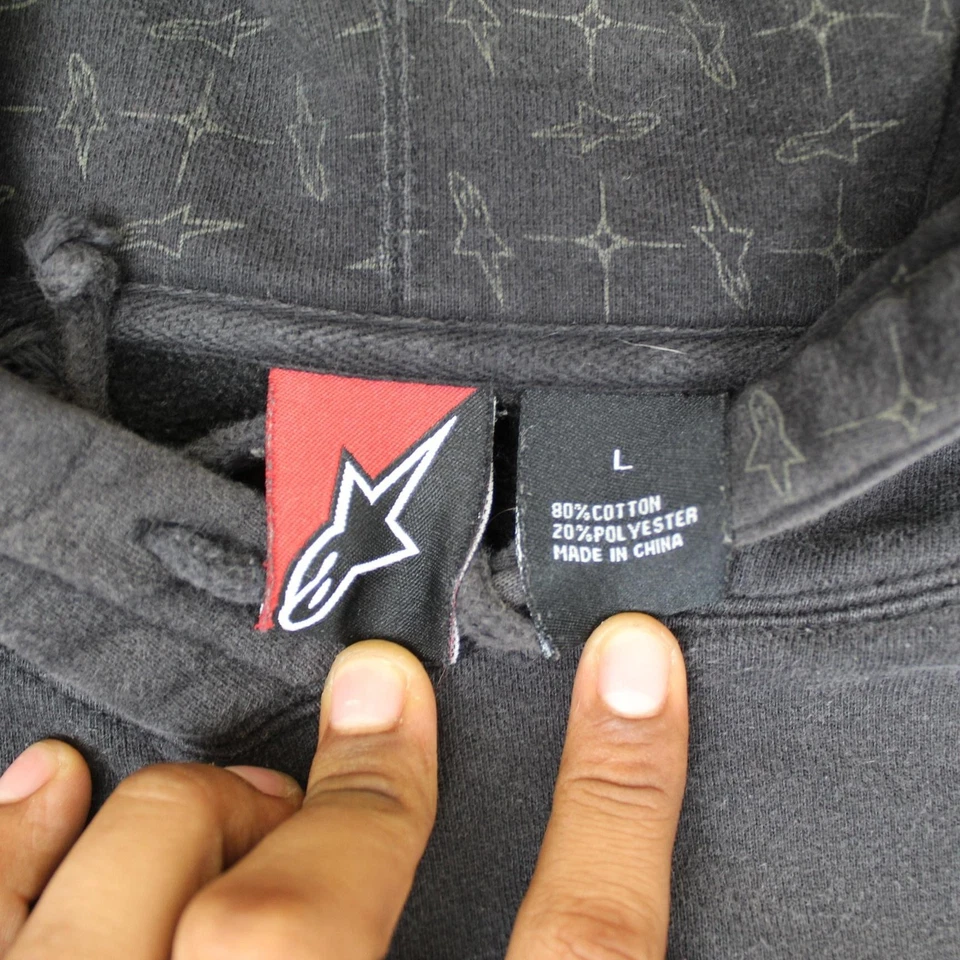 Alpinestars Hoodie Mens Large Graphic Pullover Streetwear Skater Pocket Pullover - Image 4 of 4