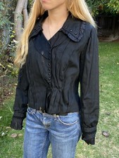 Antique Edwardian S Fine Wool Silk Trim Mourning Jacket Victorian