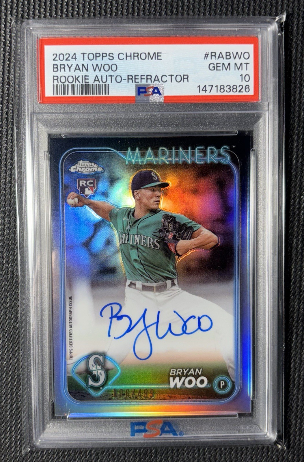 2024 Topps Chrome Bryan Woo Refractor Autograph RC /499 #RA-BWO Psa 10