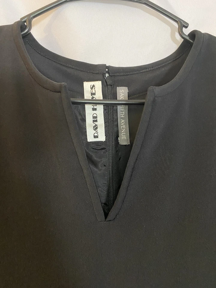 David Hayes Vintage Black Dress 100% Silk Size 16 - Image 2 of 4