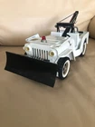 Tonka Jeep Wrecker, plow and towing winch. 1963 Pressed steel, white. Good shape