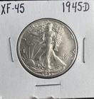 1945-D Walking Liberty Half Dollar 50C Denver Mint 90% Silver WWII US Coin Stron