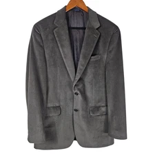 Ralph Lauren Microsuede Blazer Jacket 40L Gray 2 Button Office Academia Ivy Prep