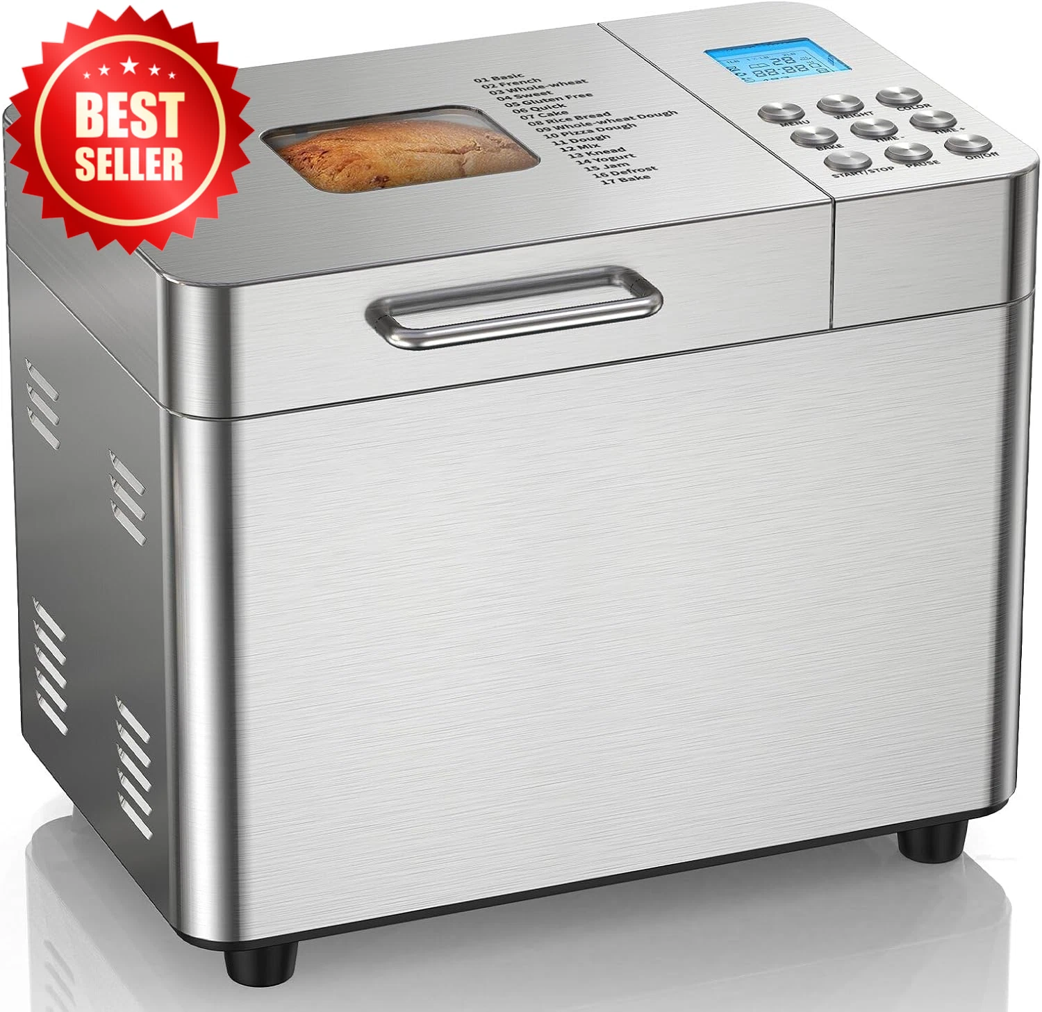 2LB Bread Maker Machine 17-in-1 Automatic Stainless Steel Non-Stick US