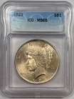 1923 $1 MS65 - Silver Peace Dollar - ICG - Gold Toned