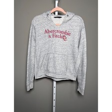 Abercrombie Fitch Floral Logo Crop Hoodie Gray Heather S Soft Girl Athleisure
