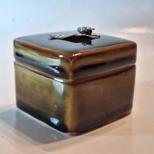 Siam Celadon Wood Ash Glaze Trinket Box Handmade Thailand FREE SHIPPING