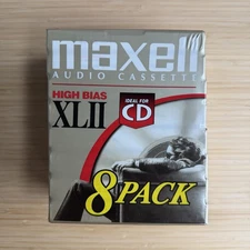 BRAND NEW Maxell High Bias XLII Audio Cassette Tapes - 90 min, Pack of 8