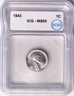 1943 Steel Wheat Penny Ms65 ICG Graded