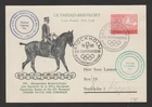 Sweden 1956 Olympic event card - QEII Royal Visit - equestrian - horse