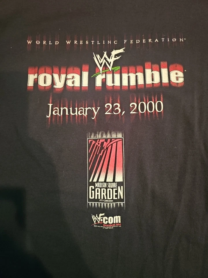 CAMISETA VINTAGE WWF 2000 ROYAL RUMBLE TAMANHO XL RARA WWE CACTUS TRIPLE H NUNCA USADA - Imagem 4 de 4