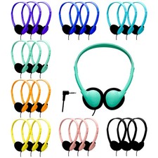 24 Pack Bulk Headphones for School Classroom, Adjustable On-Ear Headsets Wire...