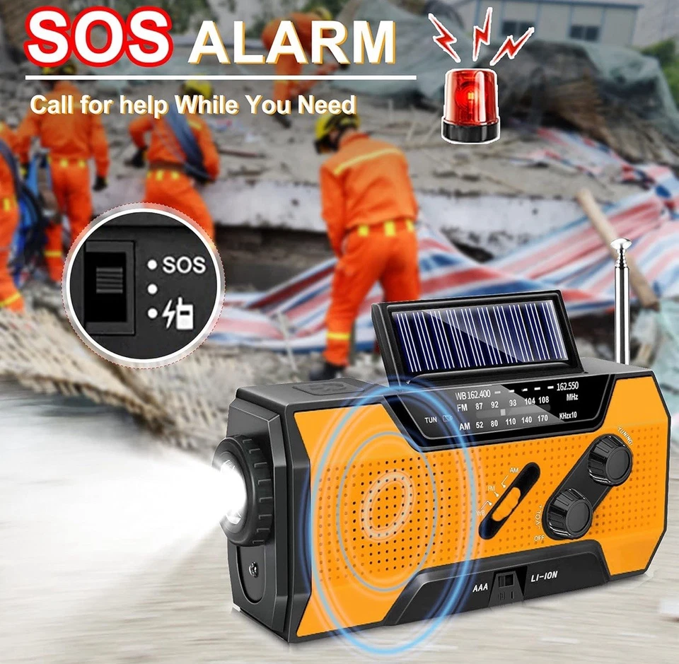 Notfallkurbel Wetterradio, AM/FM/NOAA Handkurbel - Grün - Bild 3 von 4