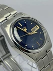 Vintage Seiko 5 Automatic  Navy Blue Dial Day/Date men's Wrist Watch Japan