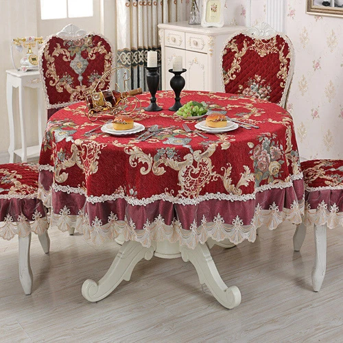 Chenille Rectangle Vintage Lace Tablecloth Events Round Dining Chair Cover - Picture 10 of 45