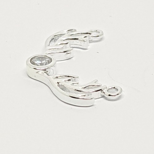 Sterling 925 silver deer antler connector set w faceted sparkly c zirconia - Picture 3 of 6