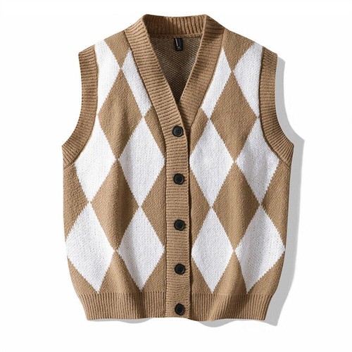 Suéter tejido para hombre sin mangas cuello en V chaleco pulóver suéteres informales moda talla - Imagen 1 de 21