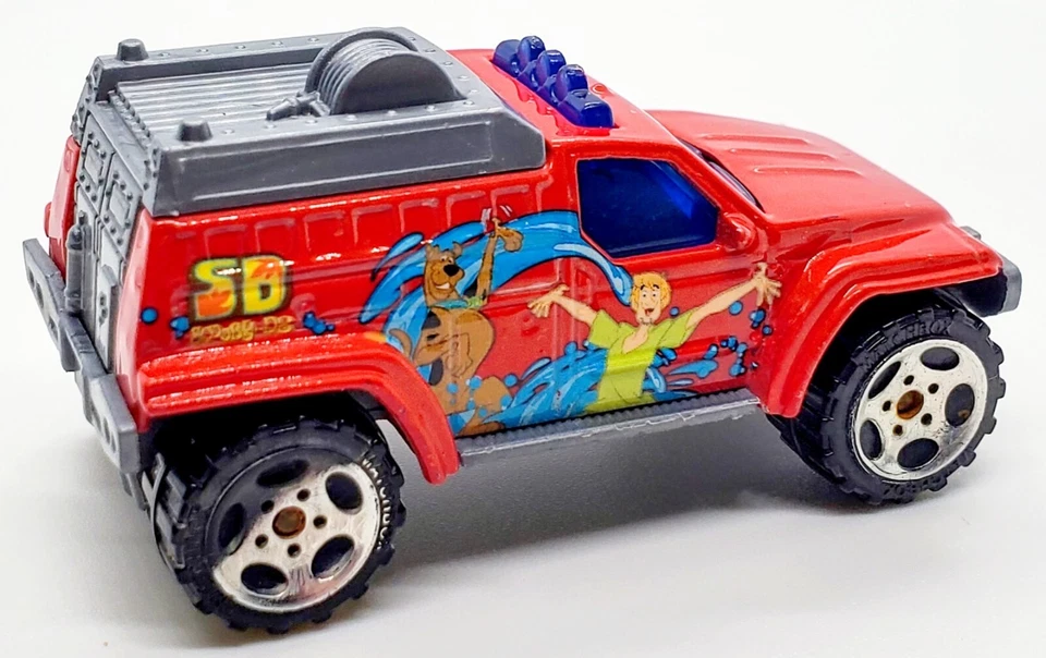 Camión de bomberos Matchbox 2007 4x4 Scooby Doo peludo rojo fundido a presión camión de 2 3/4" con gris Foto 4 de 4