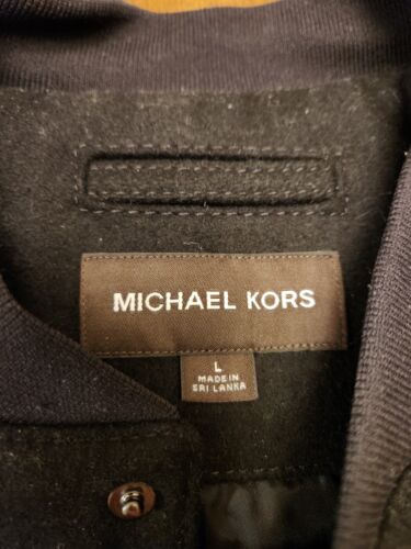 Michael Kors Wool Blend & Leather Varsity Baseball Jacket Size L -Charcoal- - Picture 5 of 5