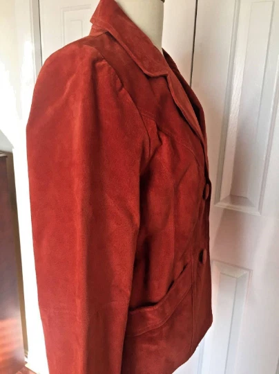 Vintage Dialogue Brick Red Suede Blazer Jacket Size M - Image 3 of 4