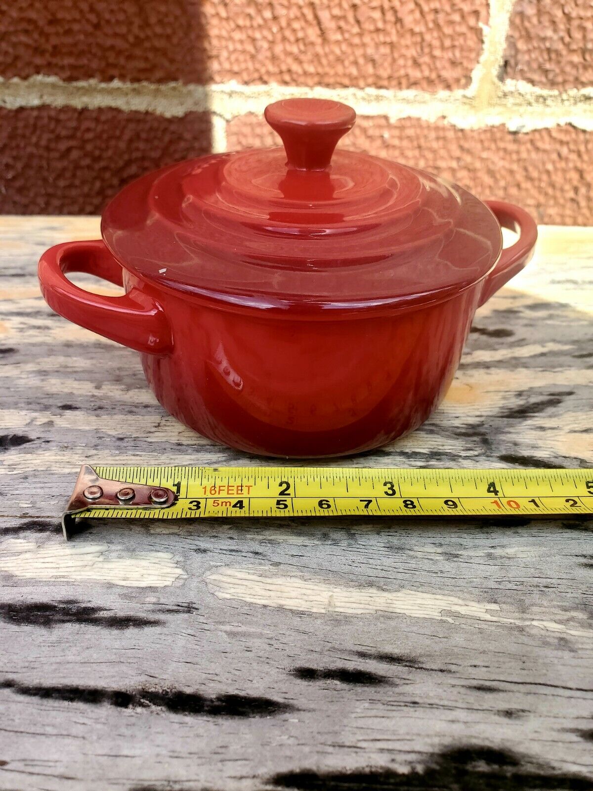 Set of 4 Le Creuset Small Casserole Dishes Crock Pots Dutch Oven Red  Ceramic Stoneware Ovenproof French Vintage Cookware 