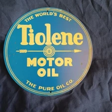 8" Round Metal Sign Man Cave Wall Art Garage Bar Gas Station Oil Tiolene Oil