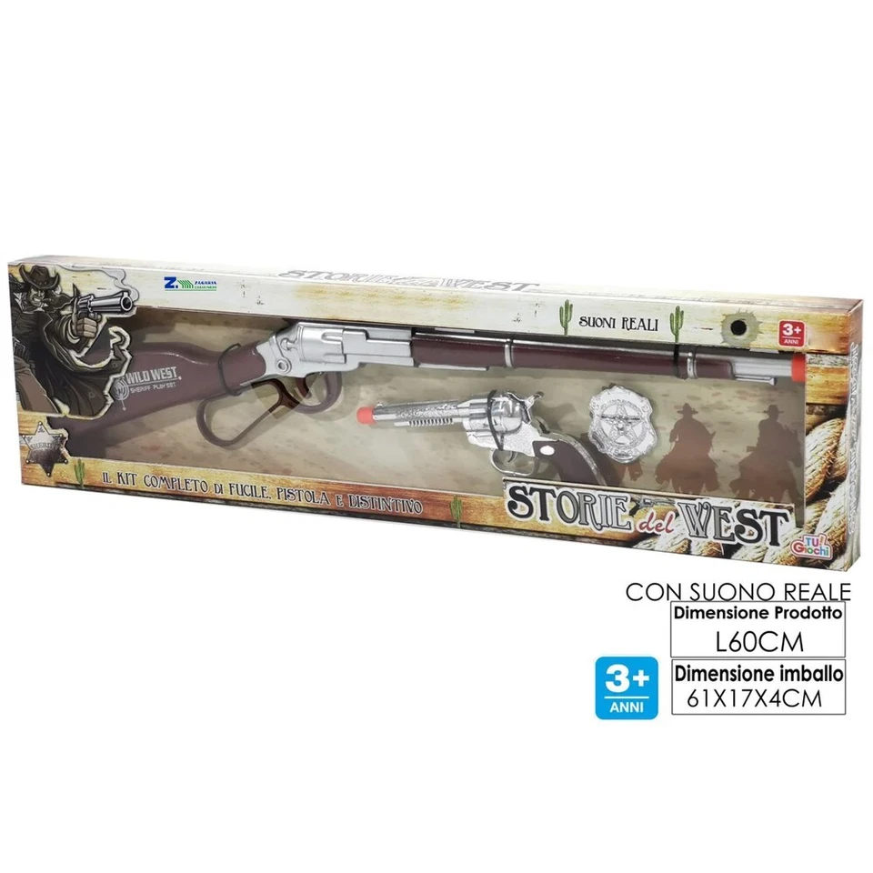 GENERAL TRADE SPA FUCILE E PISTOLA GIOCATTOLO FAR WEST COWBOY CON SUONI REALI ART.37119
