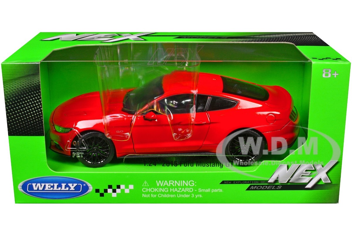 2015 FORD MUSTANG GT 5.0 RED 1/24 DIECAST MODEL CAR BY WELLY 24062