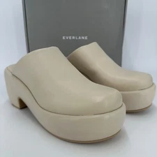 Everlane The Puffa Clog in Parchment Leather sz 7.5 Women's Platform Sip-on Mule