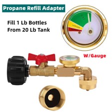 Fill 1 Lb Bottles From 20 Lb Tank Propane Refill Adapter W/Gauge  Control Valve