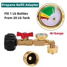 Fill 1 Lb Bottles From 20 Lb Tank Propane Refill Adapter W/Gauge & Control Valve