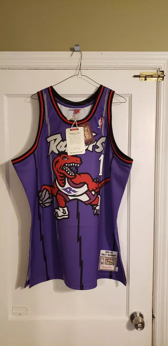 100 Authentic Tracy Mcgrady Mitchell Ness 98 99 Raptors Jersey