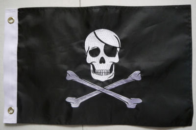 12x18'' Jolly Roger Pirate Skull Flag Nylon Embroidered MOTORCYCLE BOAT Grommet 