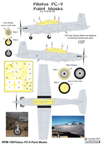 1/72 Ronin Decals PC-9 Paint Masks for PK Kit - Picture 2 of 2