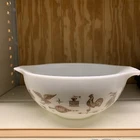 VTG Pyrex #443 Early American 2 1/2 QT. quart Cinderella Mixing Bowl White/Brown