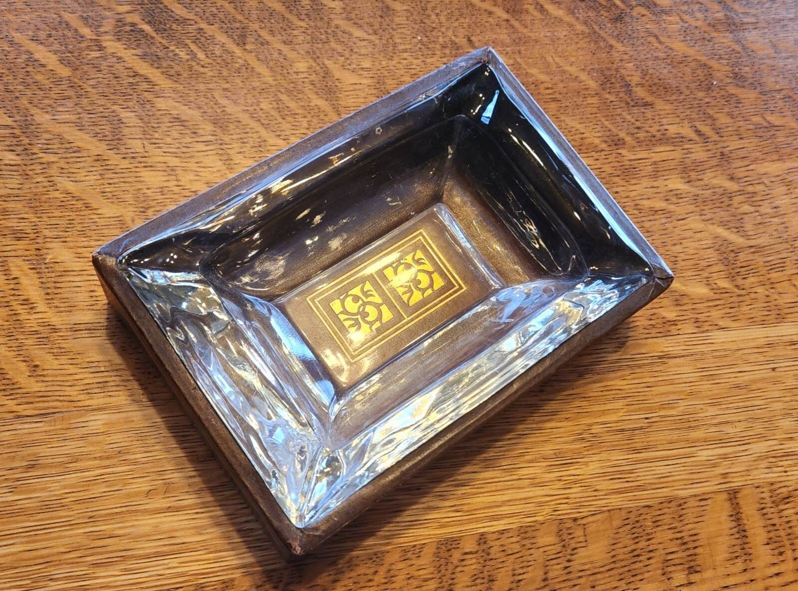 VINTAGE ITALIAN Ashtray Crystal 6x5” Heavy 3 lb Desk Office NY