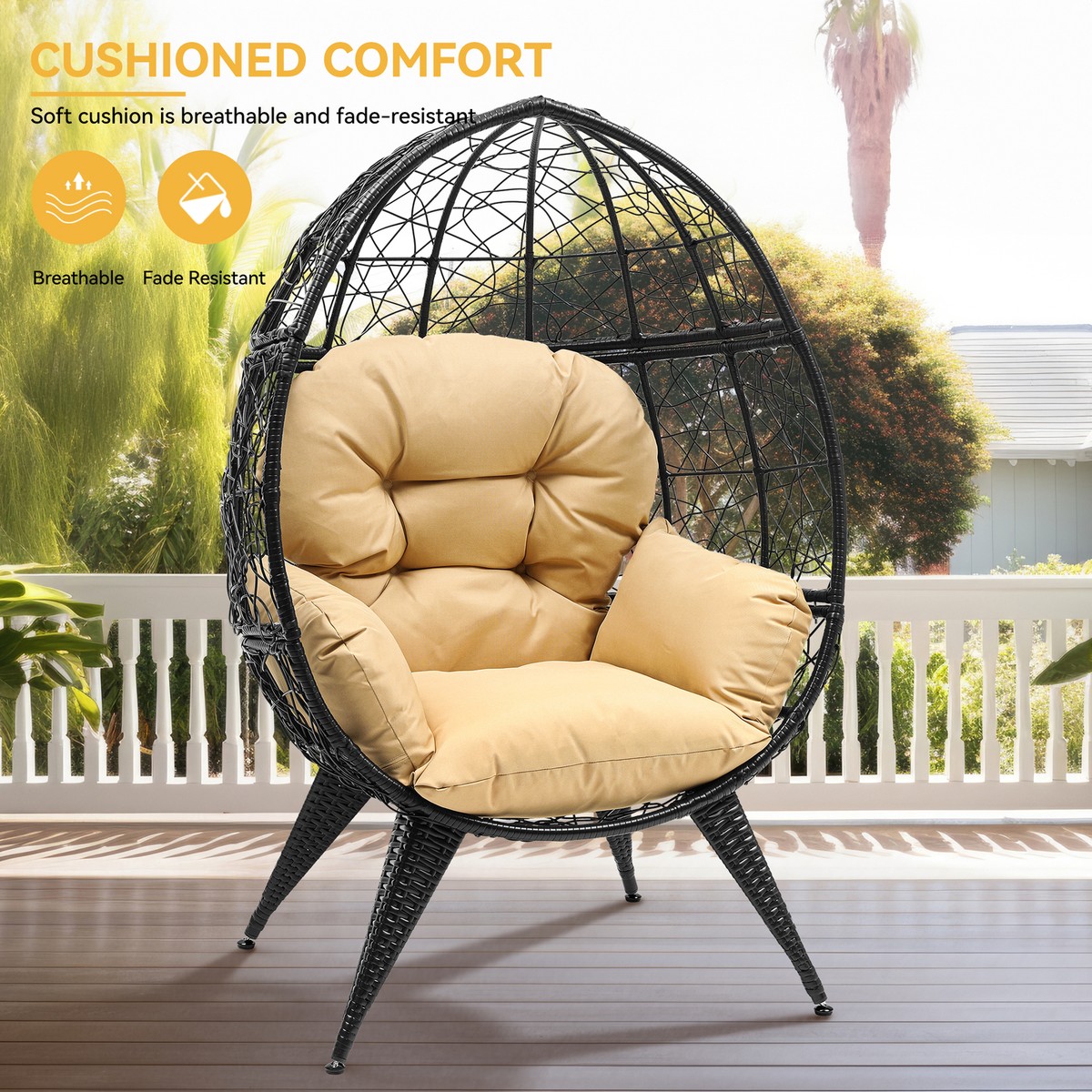 TAUS Teardrop Egg Chair Patio Rattan Wicker Oversized Lounger