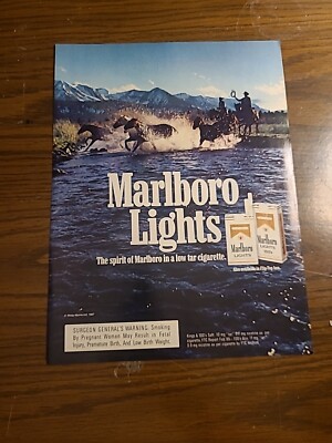 Marlboro Lights Cigarettes Print Ad 1988 8x11 Great To Frame Vintage 