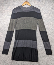 White House Black Market Dress Womens Medium Black Gray Shimmer BodyCon Mini
