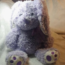 Hug Fun Rabbit Plush 14" Stuffed Swirl Purple Bunny Bow  Floppy Ears Easter