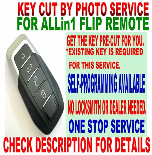 KEY CUT BY PHOTO F-STYLE FLIP REMOTE FOR BMW E9 VALET or OLD RUBBER KEY FOB