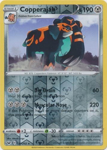Reverse Holo Copperajah 137/202 Rare Sword & Shield Base Set Pokemon TCG