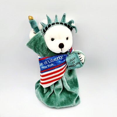 NY TEDDY BEAR J. Fan 1997, White Plush, New York, Statue of