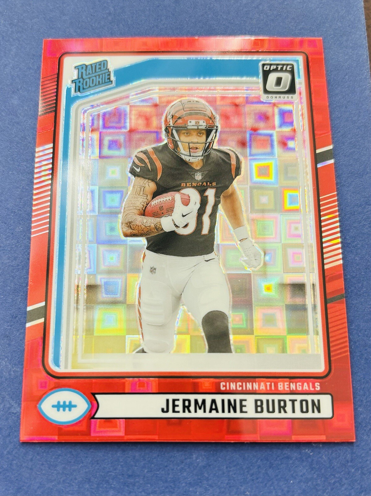 2024 Donruss Jermaine Burton Rated Rookie Red Pandora Optic Preview #368 Bengals