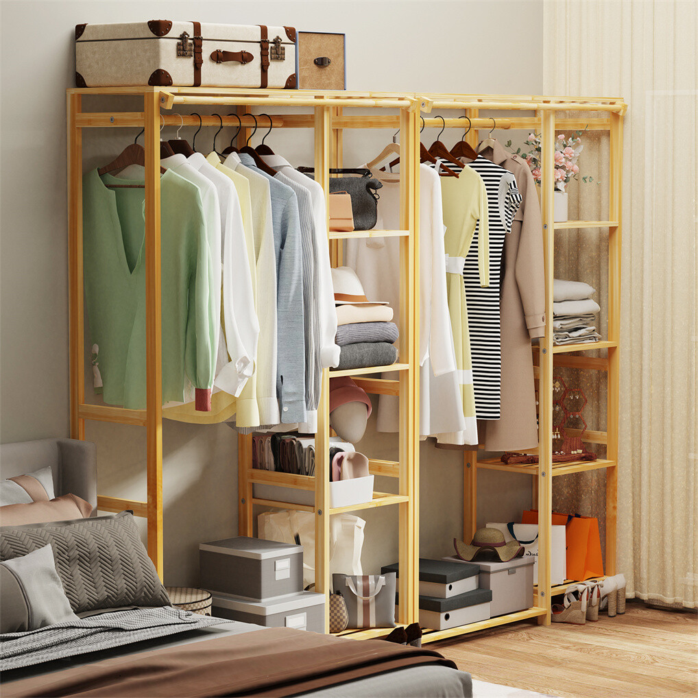 Wardrobe With Hanging Rod Durable Pull Out Closet Valet Rod Clothing